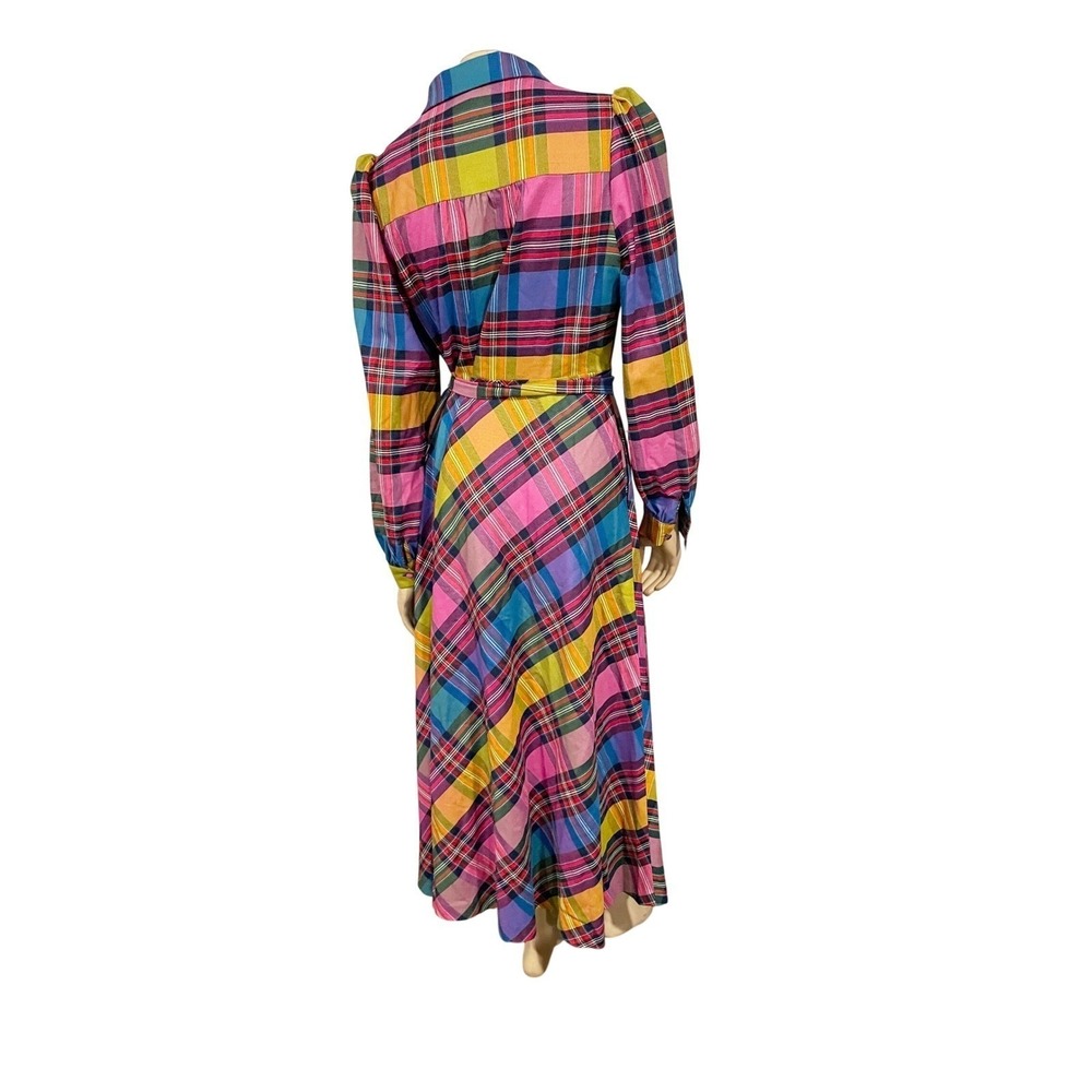 Boden Vivienne Bold Check Button Up Maxi Dress Belted Long Sleeve | Size 8 - Picture 10 of 13